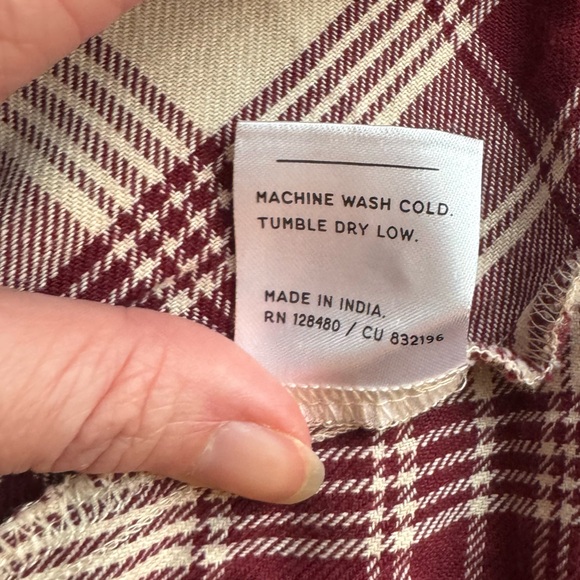 NWT Pact Burgundy and Cream Pomegranate Plaid Flannel Midi Dress Medium - Picture 4 of 11